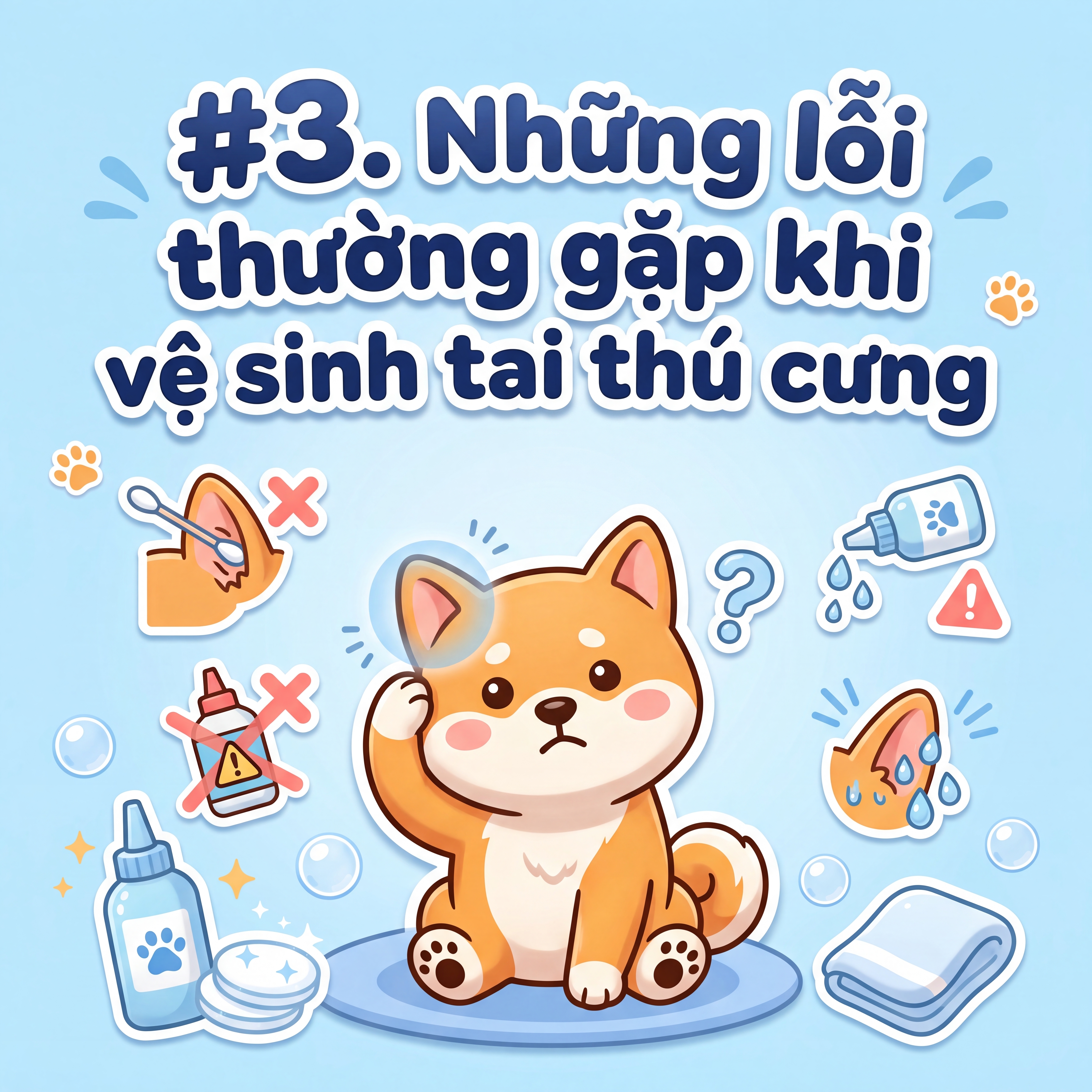 Những lỗi thường gặp khi vệ sinh tai thú cưng