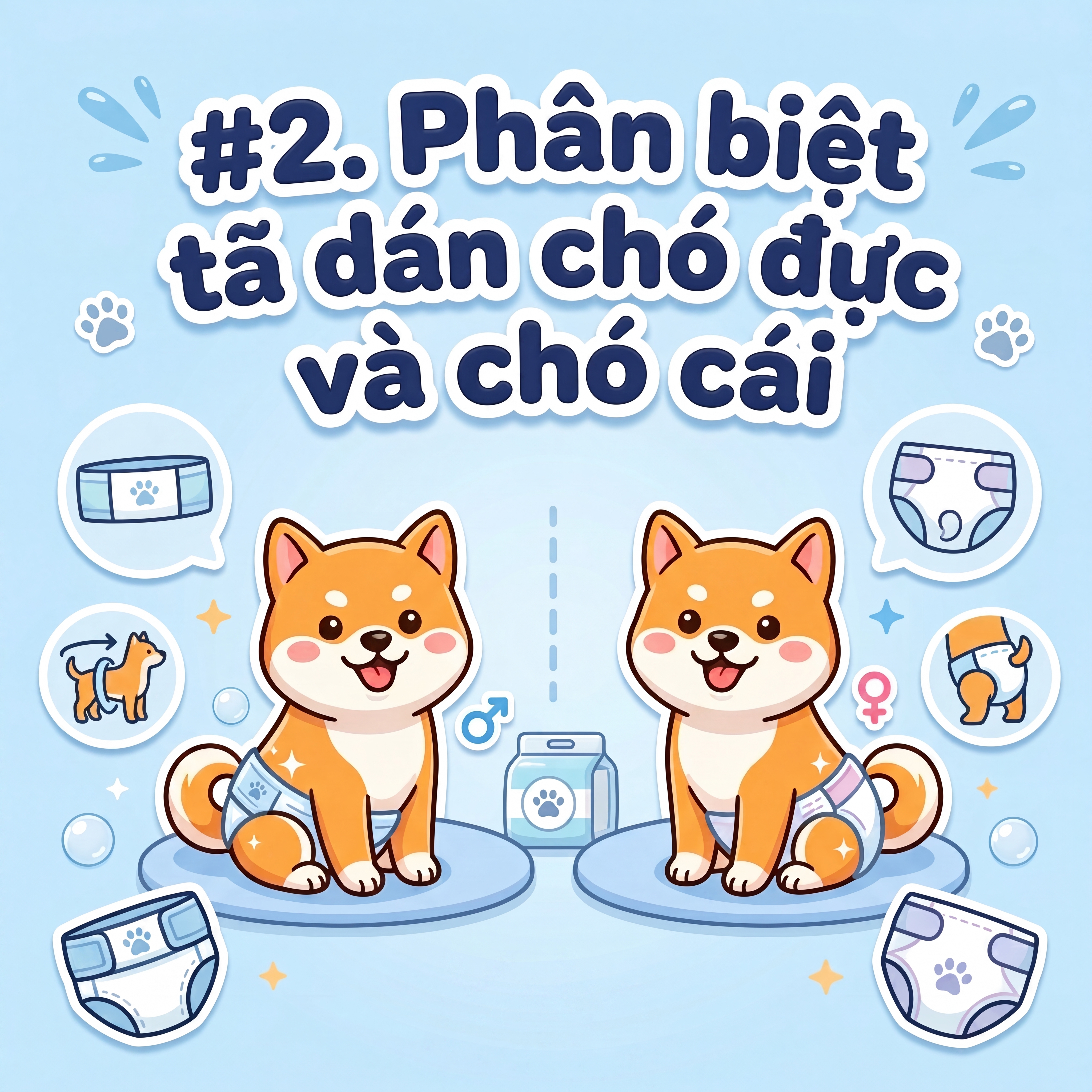 Phân biệt tã dán chó đực và chó cái